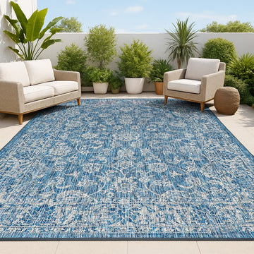 Tela Bohemian Textured Weave Floral Indoor/outdoor Area Rug